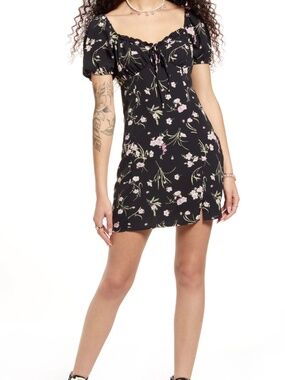 Bp. Ditsy Floral Tie Front Minidress